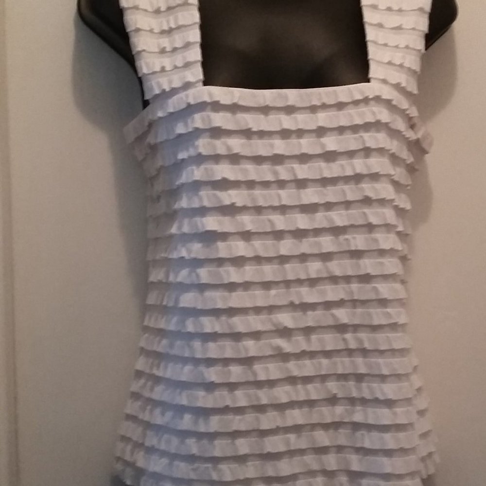 Joseph Ribkoff White Ruffle Tank Top - Picture 4 of 5
